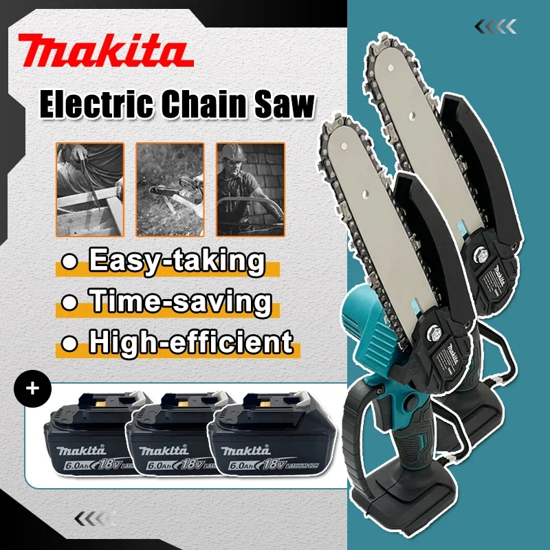 Power Tools Brand - マキタ 6 インチチェーンソー電動のこぎりハンドヘルドポータブル木材伐採チェーンソー庭の剪定木工電動工具 18V バッテリー用