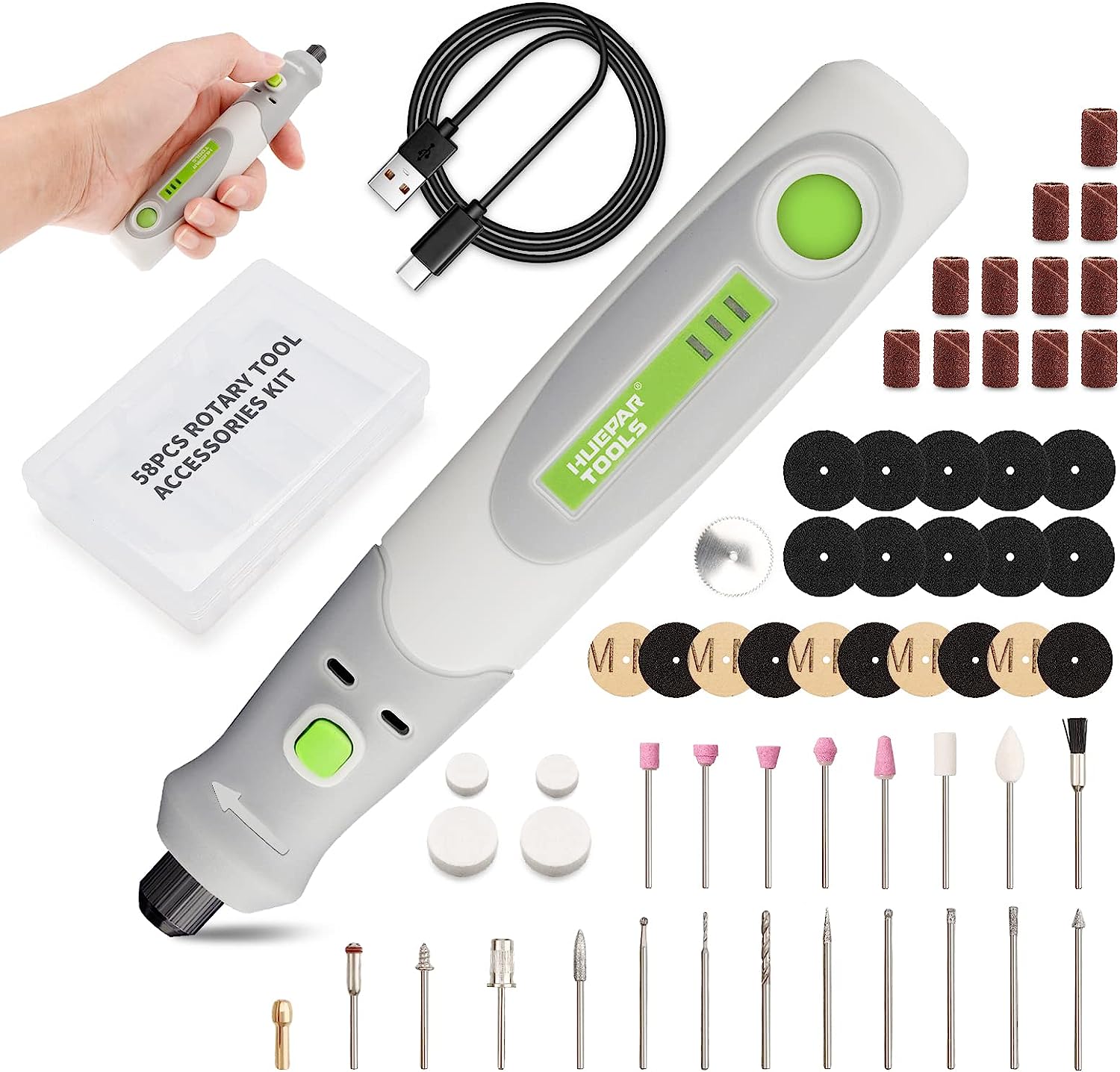 Power Tools Brand - 電気ドリルダイグラインダー彫刻ポリッシャー 4V ミニコードレスロータリーツールセットキット Huepar ツール RT4-基本